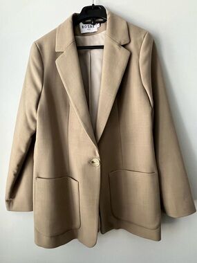 Rosae Paris Taupe Single-Button Patch-Pocket Blazer